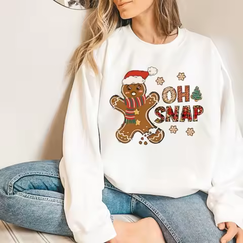 Oh Snap Gingerbread Sweatshirt Christmas Cookie Sweater Xmas Cute Funny Shirt Kawaii Holiday Season 