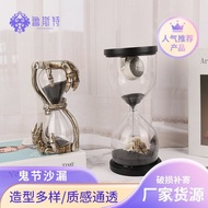 Hourglass Skull15Minute Timer Halloween Ghost Claw Timer Hourglass silver Hourglass Stand Black Wood