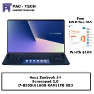 [Free MS Office 365] Asus Zenbook 14 (UX434FL-AI034T) Screenpad 2.0 | i7-8565U | 16GB RAM | 1TB SSD 