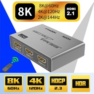 8K HDMI 2.1 Switch 2X1 Splitter 4K 120hz 2 in 1 out HDR Video Switcher for PS5 PS4 Game pro 8K HDTV Monitor TV