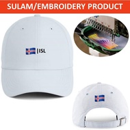 EMBROIDERY SULAM EMOJIS ISL ICELAND FLAG LOGO BASEBALL 100% POLYESTER CAP ADJUSTABLE STRAP WHITE