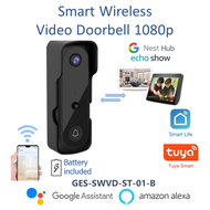 Smart Video Doorbell Wireless Battery Powered, Tuya Smart Life , Streaming to GoogleNest Hub and Alexa Echo Show