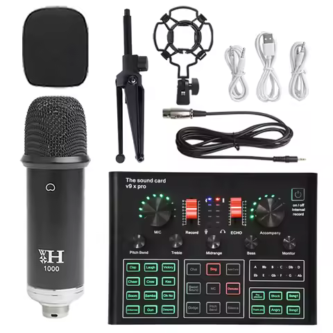 V9XPro Sound Card Studio Mixer Singing Noise Reduction Microphone Voice BM900 Live Broadcast Phone C
