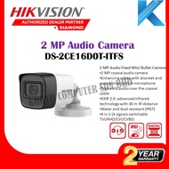 Hikvision DS-2CE16D0T-ITFS / DS-2CE76D0T-ITPFS 2MP 1080P 3.6mm IP67 Built-in Mic Turbo HD Audio Dome