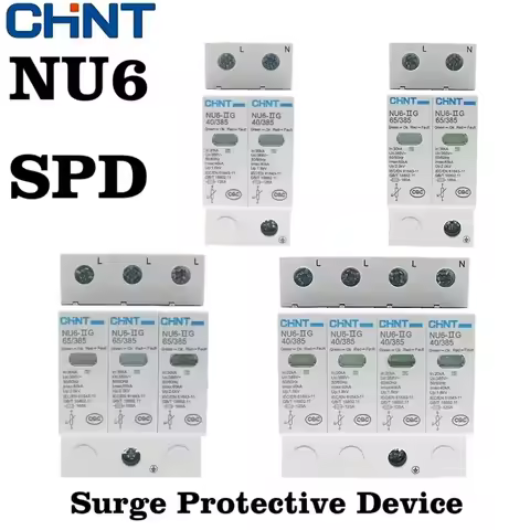 CHNT CHINT Surge Protective Device 1P 2P 3P 4P 15kA 40KA 65KA 100KA NU6-II 40/385 Surge Arrester Pro