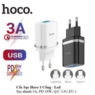 Củ sạc nhanh Hoco C39 2 cổng USB 2.4A có đồng hồ đo dòng điện tương thích nhiều thiết bị Iphone Sams