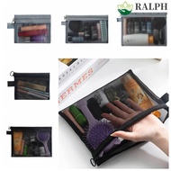 RALPH Mesh Cosmetic Bag, Square Bag Pencil Cases Makeup Bag, Casual Large Capacity Wash Pouch Transparent Cosmetic Cases Ladies