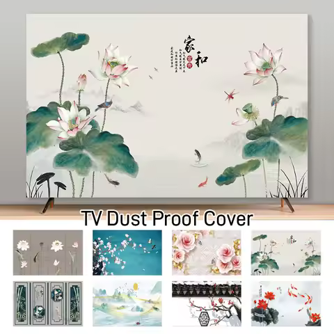 Chinese Style LCD TV Dust Covers Elastic Home Television Decoration Cover Cloth For 32/48/52/55/60/6