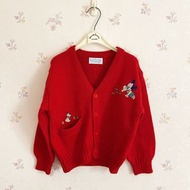 正版迪士尼Disney米奇米妮日常休閒過年新年聖誕紅色針織秋冬保暖長袖開衫外套上衣