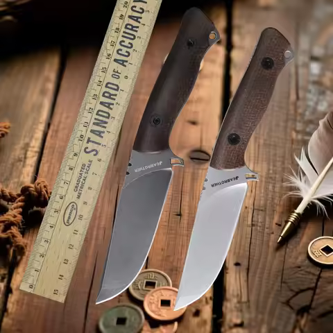 Full Tang Fixed Blade Knife with Sheath, Outdoor Camping Cutting EDC Tool, 14C28N Steel