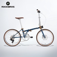 ROCKBROS 20 Inch Folding Bike 9 Speed Hydraulic Disc Brake 4130 Chromoly Steel Retro Lug Brazed Port