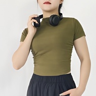 Áo Croptop cộc tay Gladimax F88 chất thun cotton co giãn mềm mại thoải mái cổ cao nhún eo cá tính tr