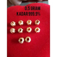 Promo charm emas asli kadar 999.9 penyekat gelang kristal Diskon