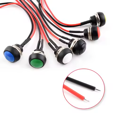 12mm Waterproof Momentary Push Button Switch PBS-33B Mini Round ON/Off Switch With Pre-wired Leads S