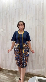 SET KEBAYA BLOUSE AND SKIRT PENDEK CORAK PUA KUMBU FIT TO SIZE48-90KG