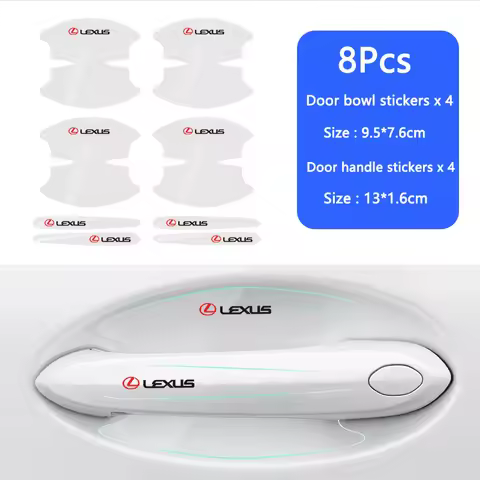 8pcs Car Door Handle Stickers Transparent Protector Film For Lexus F SPORT Plug-in Hybrid ES UX 300e