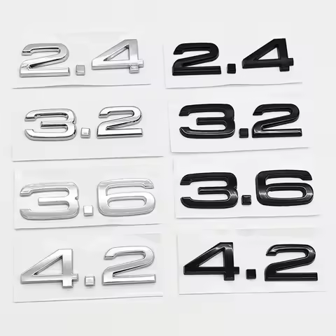 3D ABS Car Sticker Chrome Black Letters 2.4 3.2 3.6 4.2 Logo Emblem Trunk Badge for Audi A3 A4 A5 A6