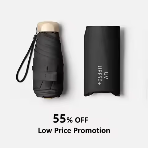 Ultralight Mini Pocket Rain Umbrella Folding Vinyl Umbrella with UV Protection Pocket Umbrella Capsu