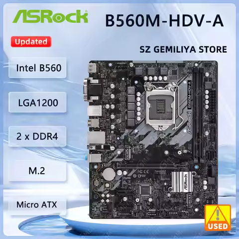 ASROCK B560M-HDV-A Motherboard LGA1200 M.2 Intel B560 2x DR4 64GB support i5-11400F i9-10900 i5-1050