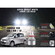 Perodua Viva 660 / 850 / 1.0 C6 LED Light Bulb 6000K White 1Pair 2pcs Car Headlight Mentor Lampu Bes