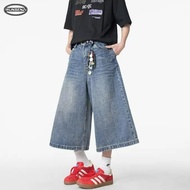 M-5XL American Fashion Plaid Capri Jeans Men Casual Baggy Plus Size Denim Shorts