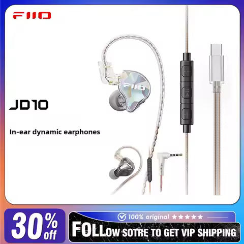 FiiO JD10 in-ear Wired Earphones Hi-Res Audio Dual Cavity Acoustics HIFI Stereo Outdoor Music Headse