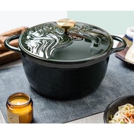 Large Deep Enameled Cast Iron Pot, 25cm Chicken Boiling Pot