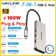 Wavlink USB C Hub 7-In-1 Type C แท่นวางมือถือพร้อม4K 60HZ USB C เพื่อ HDMI SD เครื่องอ่านบัตร TF 100