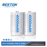 2pcs Beston C size 4000mAh Rechargeable Battery ★