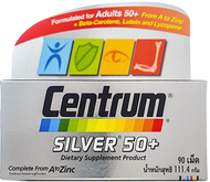 Exp.2026 (90 เม็ด) Centrum Silver 50+ เซนทรัม ซิลเวอร์ พร้อมเบต้า-แคโรทีนลูทีนและไลโคปิน