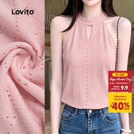 Lovito Casual Top Cut Out Tie Back Spring/summer Gray Pink Top for Women TKK8P1D551 Lovito Atasan Ka