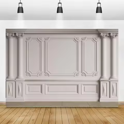 8x6ft Elegant Blue Wall Backdrop Empty Room Architecture European Modern House Abstract Retro Design