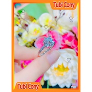 Women's ring N1189 - 74 Tubi Cony gold plated with white cz flower style