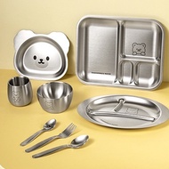 304 stainless steel dining plate  304 stainless steel cup  Children's grid rice plate  211 dining pl