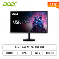 【27型】Acer KA272 E0 液晶螢幕 (HDMI/D-Sub/IPS/1ms/100Hz/FreeSync/不閃屏/內建喇叭/三年保固)