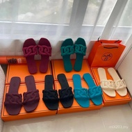 Spring Summer New Style H Home Hermes Pig Nose Flat Slippers Women Waterproof Anti-Slip Beach Slippe