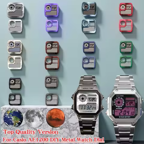 For Casio AE-1200 3299 Watch Dial Mod Kit Japanese Copper Faces Modify AE1200 Metal Sun Pattern Refr