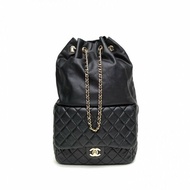CHANEL 黑色21開淺金扣束口背囊式CF口袋雙肩包肩背包