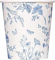 Crisky 5oz Paper Cups Dixie Cup[100 Pack], Disposable Bathroom Cups, Elegant Blue Floral Small Mouth