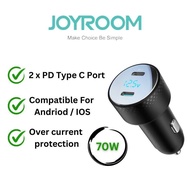 JOYROOM 70W PD Fast Car Phone Tablet Charger Adapter Fast Charging Kepala Charger Kereta Type C