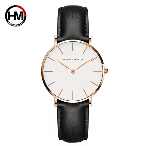 Hannah Martin Brand Women Watch Japan Quartz Movement Fashion Leather Strap Ladies Wristwatch Waterp