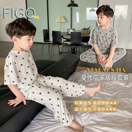 FIGO2 ชุดนอนเด็ก ชุดนอนเด็กใส่ในบ้าน ชุดนอนเด็กชายและเด็กหญิงเครื่องปรับอากาศ ชุดนอนผ้าไหมน้ำแข็งระบายอากาศได้ดี ระบายอากาศ
