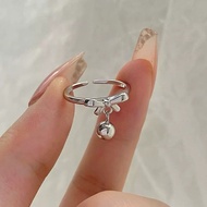 [JinG] Bow Atomic Ring Escaping Princess S925 Sterling Silver Girlfriends Plain Circle High Feeling 