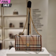 Burberry 80704131 格紋長款帶鏈帶皮夾WOC 典藏米色【促銷品】