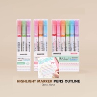 BSU 6 Color Cartoon Decoration Highlighter Pen Korea Roller Pen Market Pen Stamp Pen Notebook Deco S
