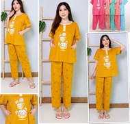 DP007 CP Jumbo Merek Tessa Premium COD Gratis Ongkir Grosir Baju Tidur Piyama Babydoll Wanita Murah Karakter Tebaru  Bahan Katun Kaos Kancing depan