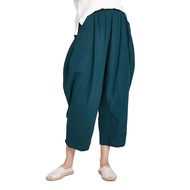 Hijabista Muslim Wear Women Cotton Linen Elastic Baggy Pockets  Long Pants