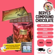 Beryls Compound Coins, Beryls Compound Bar, Cooking Chocolate, Milk Chocolate, Dark Chocolate, White