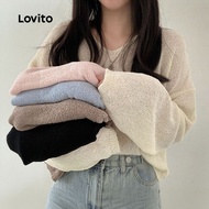 Lovito Elegant Sweater Leisure Simple Autumn/winter Apricot Sweater for Women LNA130022 Lovito  Swea