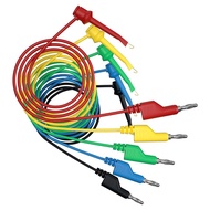 5pcs Multi-Meter Test Leads 4mm Stackable Banana Plug to Test Hook Clips Flexible Cable 3.3ft/1m Jum